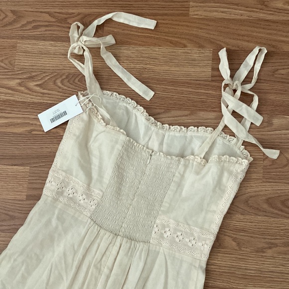 NWT REFORMATION NOA DRESS beige midi shoulder tie dress *sold out on site* - Picture 7 of 8